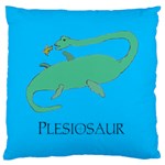 Dino s, Blue & Pink, Plesiosaur - Triceratops Large Flano Cushion Case (Two Sides)