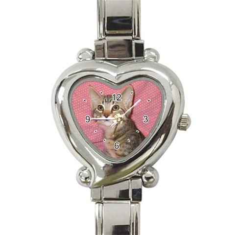 Adorable Kitten Heart Italian Charm Watch from Custom Dropshipper Front