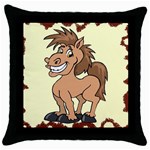 Cheeky pony Throw Pillow Case (Black)