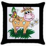 Cute cow Throw Pillow Case (Black)