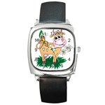 Cute cow Square Metal Watch
