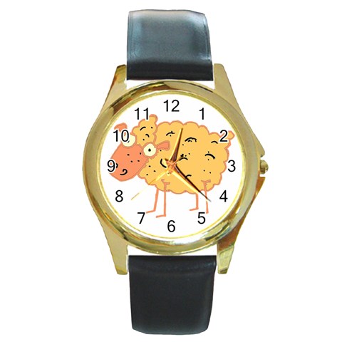 Funky sheep Round Gold Metal Watch from Custom Dropshipper Front