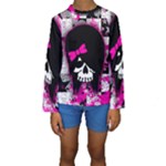 Scene Kid Girl Skull Kids  Long Sleeve Swimwear