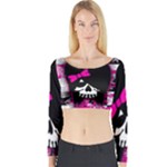 Scene Kid Girl Skull Long Sleeve Crop Top