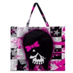 Scene Kid Girl Skull Zipper Large Tote Bag