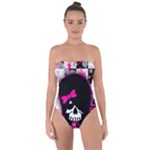 Scene Kid Girl Skull Tie Back One Piece Swimsuit