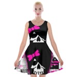 Scene Kid Girl Skull Velvet Skater Dress