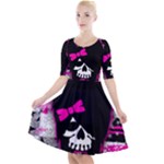 Scene Kid Girl Skull Quarter Sleeve A-Line Dress