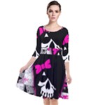 Scene Kid Girl Skull Quarter Sleeve Waist Band Dress