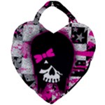 Scene Kid Girl Skull Giant Heart Shaped Tote