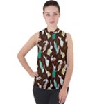 Easter rabbit pattern Mock Neck Chiffon Sleeveless Top