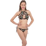 Easter rabbit pattern Cross Front Halter Bikini Set