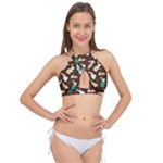 Easter rabbit pattern Cross Front Halter Bikini Top