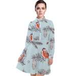 Christmas birds Long Sleeve Chiffon Shirt Dress