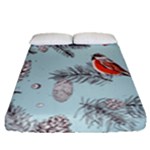 Christmas birds Fitted Sheet (Queen Size)