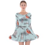 Christmas birds Long Sleeve Skater Dress