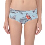 Christmas birds Mid-Waist Bikini Bottoms