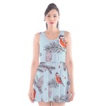 Christmas birds Scoop Neck Skater Dress