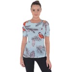 Christmas birds Shoulder Cut Out Short Sleeve Top