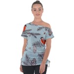 Christmas birds Off Shoulder Tie-Up Tee