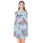 Christmas birds Long Sleeve V-neck Flare Dress