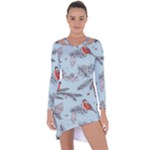 Christmas birds Asymmetric Cut-Out Shift Dress