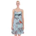 Christmas birds Spaghetti Strap Velvet Dress