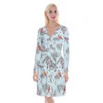 Christmas birds Long Sleeve Velvet Front Wrap Dress
