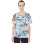 Christmas birds V-Neck Dolman Drape Top