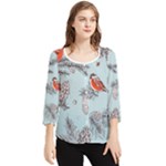 Christmas birds Chiffon Quarter Sleeve Blouse