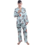 Christmas birds Men s Long Sleeve Satin Pajamas Set