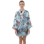 Christmas birds Long Sleeve Satin Kimono