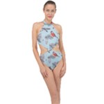 Christmas birds Halter Side Cut Swimsuit