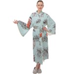 Christmas birds Maxi Velour Kimono