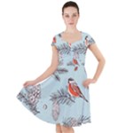 Christmas birds Cap Sleeve Midi Dress