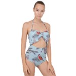 Christmas birds Scallop Top Cut Out Swimsuit