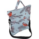 Christmas birds Fold Over Handle Tote Bag