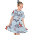 Christmas birds Kids  Short Sleeve Shirt Dress