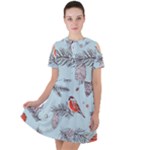 Christmas birds Short Sleeve Shoulder Cut Out Dress 