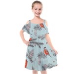 Christmas birds Kids  Cut Out Shoulders Chiffon Dress