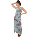 Christmas birds V-Neck Chiffon Maxi Dress