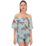 Christmas birds Off Shoulder Short Sleeve Top