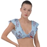 Christmas birds Plunge Frill Sleeve Bikini Top