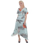 Christmas birds Cross Front Sharkbite Hem Maxi Dress