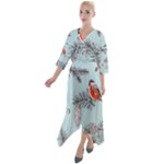 Christmas birds Quarter Sleeve Wrap Front Maxi Dress