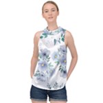 Floral pattern High Neck Satin Top