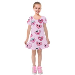Emoji Heart Kids  Short Sleeve Velvet Dress from Custom Dropshipper