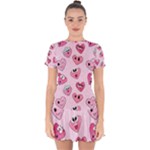 Emoji Heart Drop Hem Mini Chiffon Dress