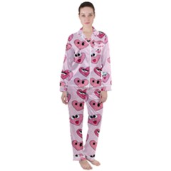 Women s Long Sleeve Satin Pajamas Set	 