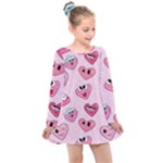 Emoji Heart Kids  Long Sleeve Dress